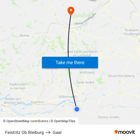 Feistritz Ob Bleiburg to Gaal map
