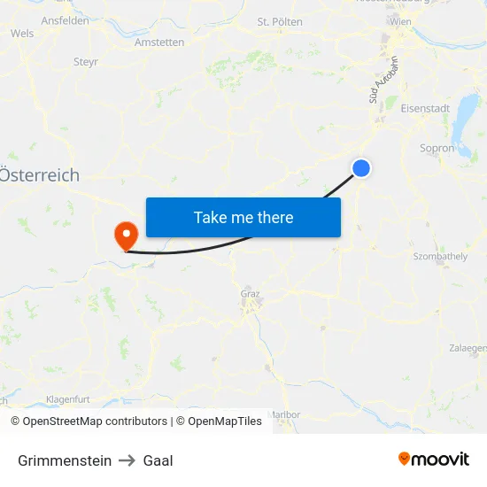 Grimmenstein to Gaal map