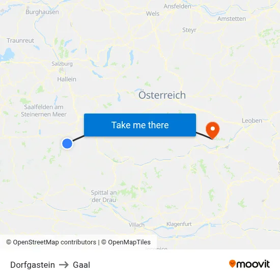 Dorfgastein to Gaal map