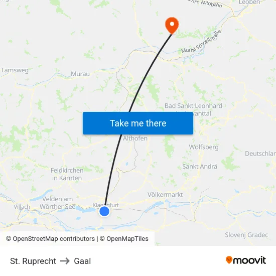 St. Ruprecht to Gaal map