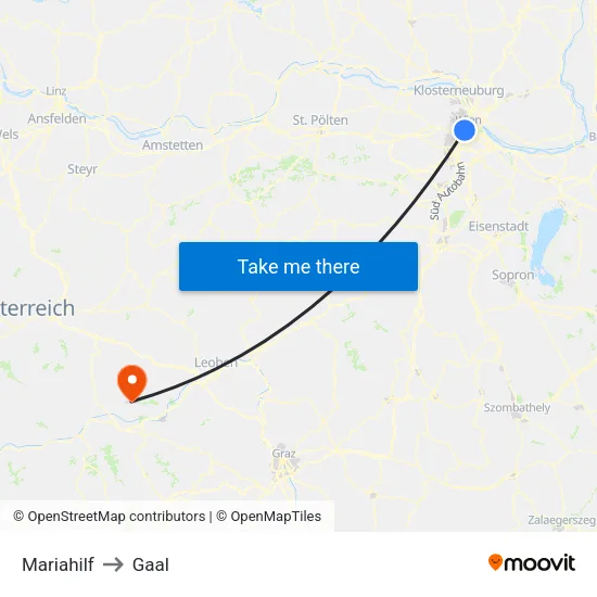Mariahilf to Gaal map