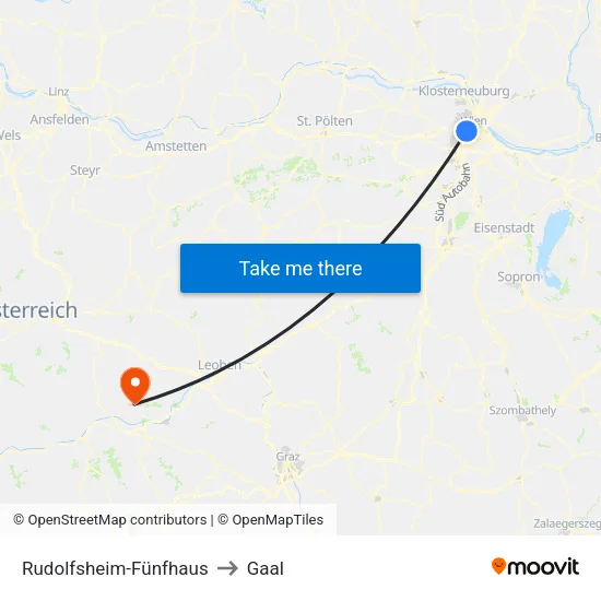 Rudolfsheim-Fünfhaus to Gaal map