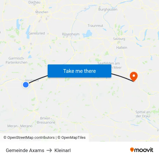 Gemeinde Axams to Kleinarl map