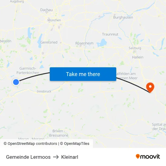 Gemeinde Lermoos to Kleinarl map