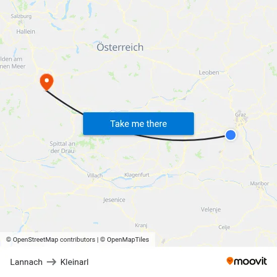 Lannach to Kleinarl map