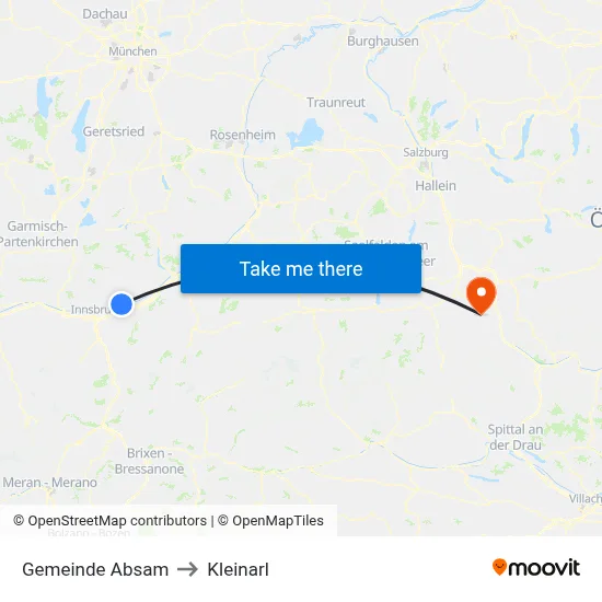 Gemeinde Absam to Kleinarl map
