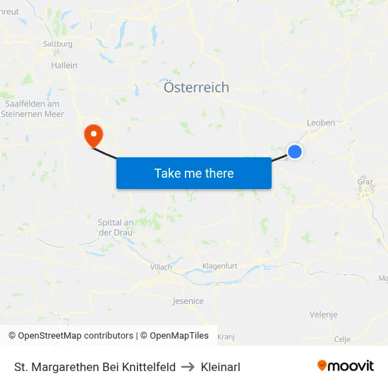St. Margarethen Bei Knittelfeld to Kleinarl map