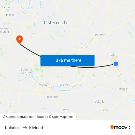Kalsdorf to Kleinarl map
