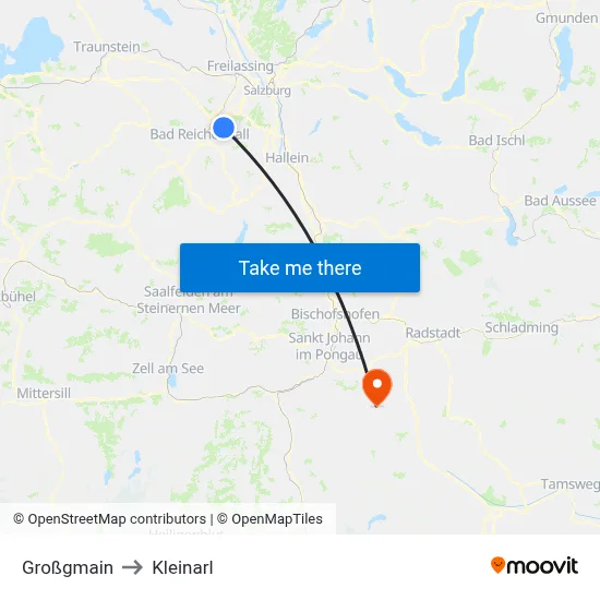 Großgmain to Kleinarl map