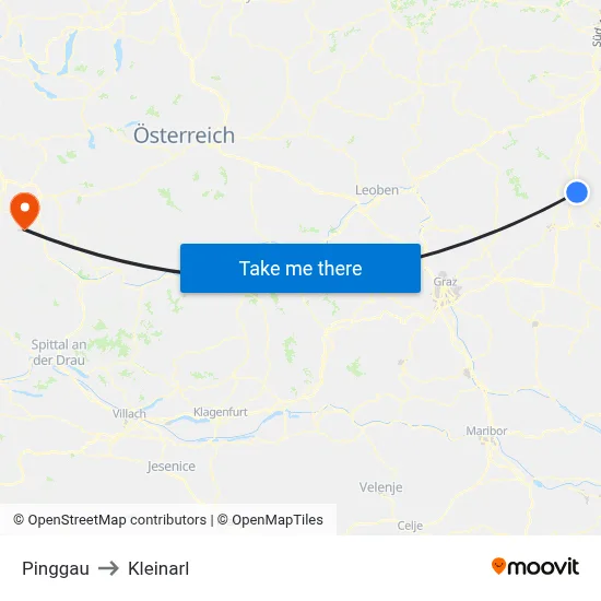 Pinggau to Kleinarl map