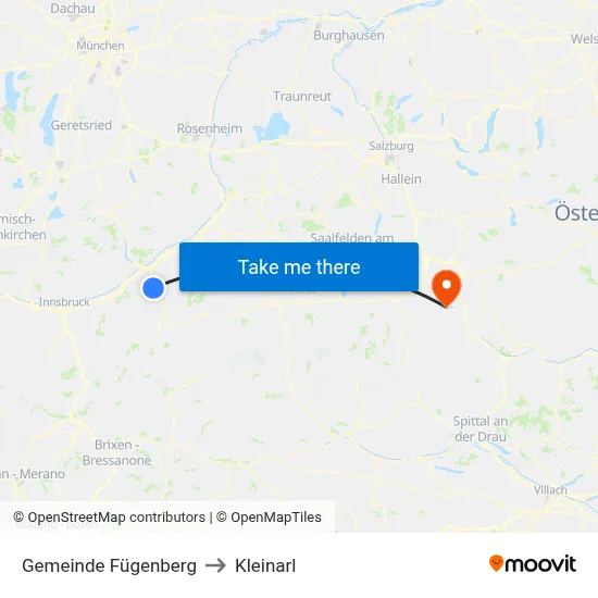 Gemeinde Fügenberg to Kleinarl map