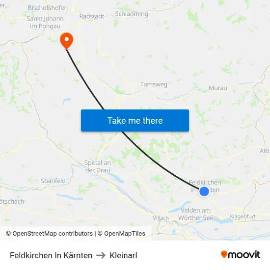 Feldkirchen In Kärnten to Kleinarl map