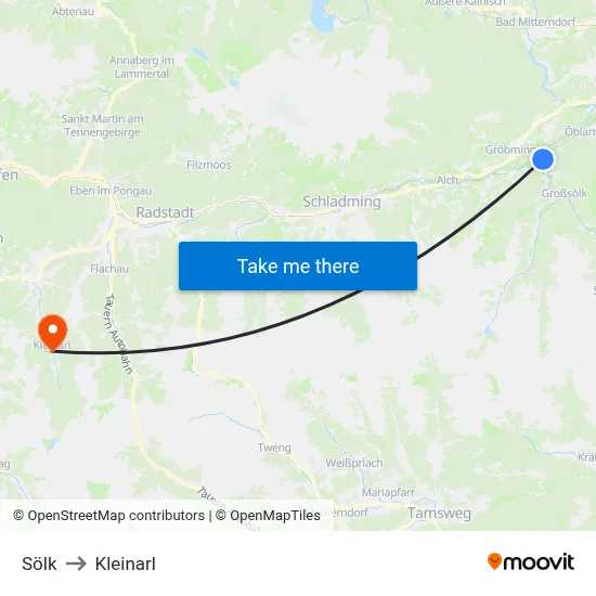 Sölk to Kleinarl map