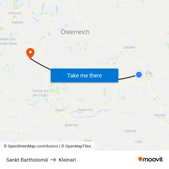 Sankt Bartholomä to Kleinarl map