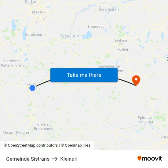 Gemeinde Sistrans to Kleinarl map