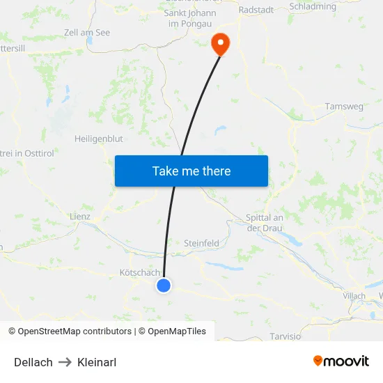 Dellach to Kleinarl map