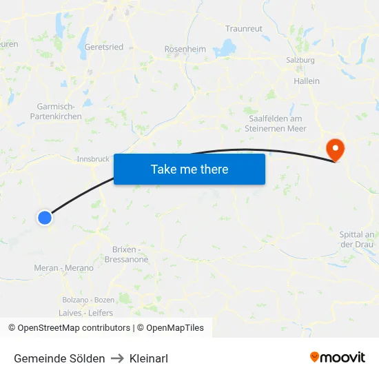 Gemeinde Sölden to Kleinarl map