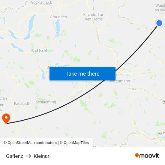 Gaflenz to Kleinarl map