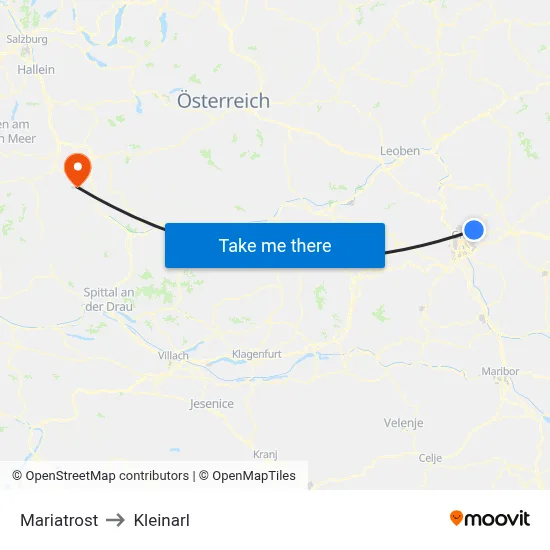 Mariatrost to Kleinarl map
