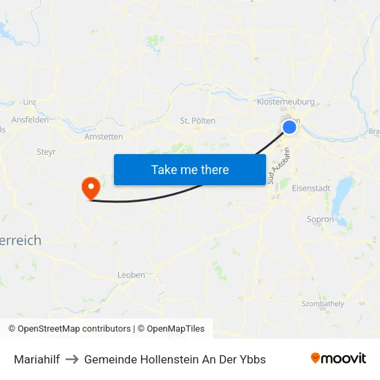 Mariahilf to Gemeinde Hollenstein An Der Ybbs map