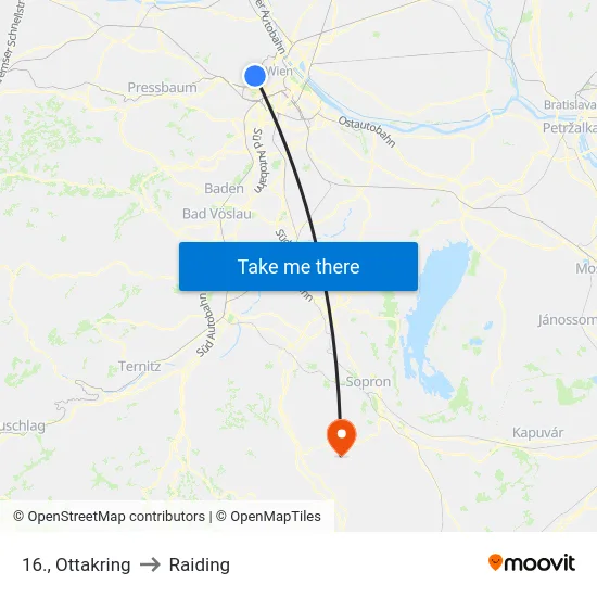 16., Ottakring to Raiding map