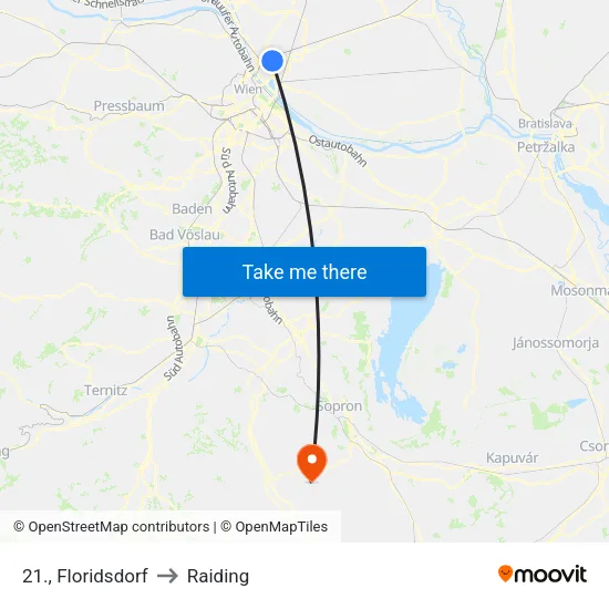 21., Floridsdorf to Raiding map