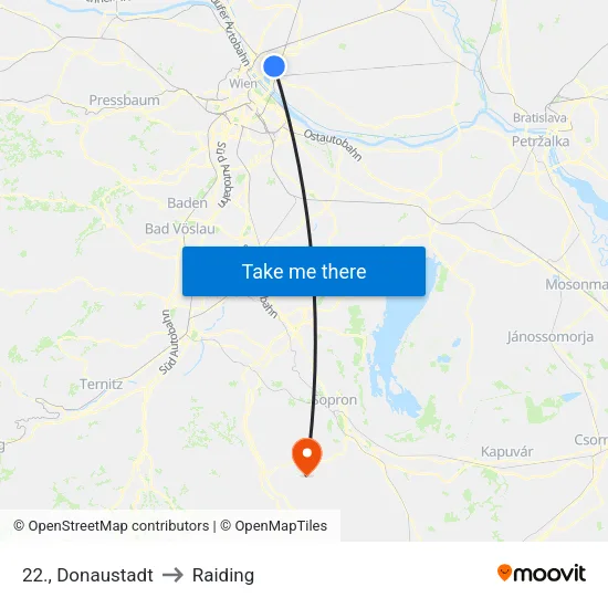 22., Donaustadt to Raiding map