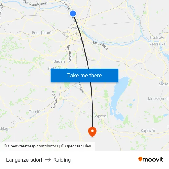 Langenzersdorf to Raiding map