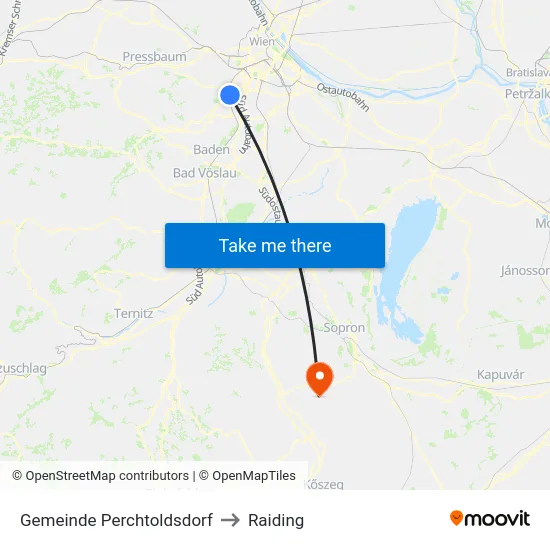 Gemeinde Perchtoldsdorf to Raiding map