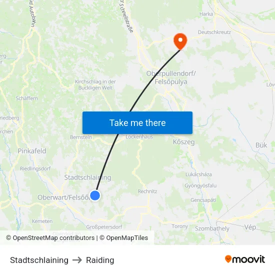 Stadtschlaining to Raiding map