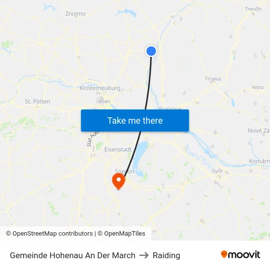 Gemeinde Hohenau An Der March to Raiding map