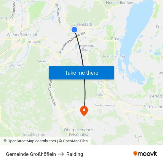 Gemeinde Großhöflein to Raiding map