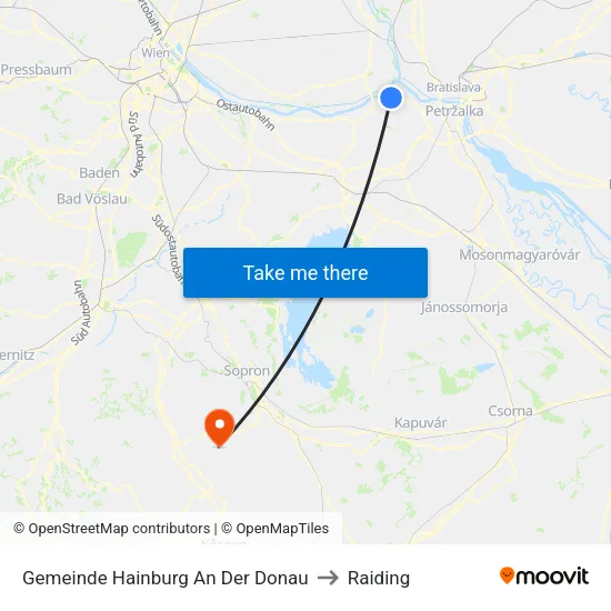 Gemeinde Hainburg An Der Donau to Raiding map
