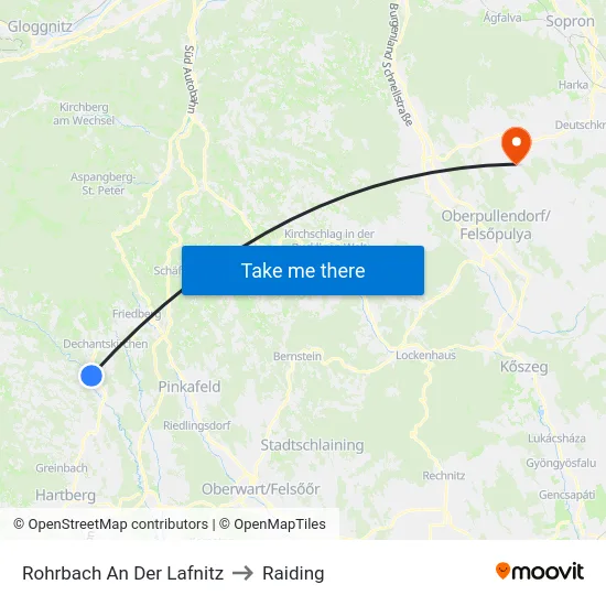 Rohrbach An Der Lafnitz to Raiding map