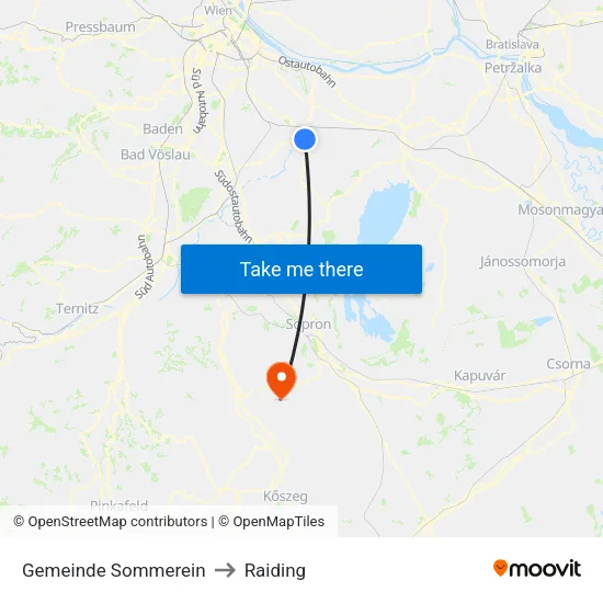 Gemeinde Sommerein to Raiding map