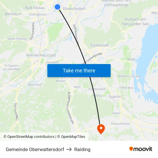 Gemeinde Oberwaltersdorf to Raiding map