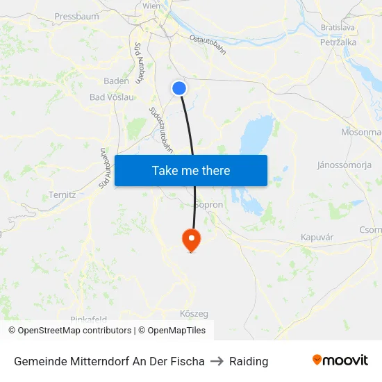 Gemeinde Mitterndorf An Der Fischa to Raiding map
