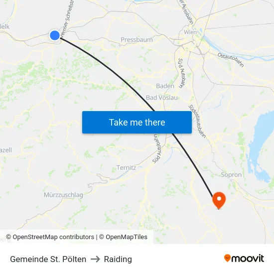Gemeinde St. Pölten to Raiding map