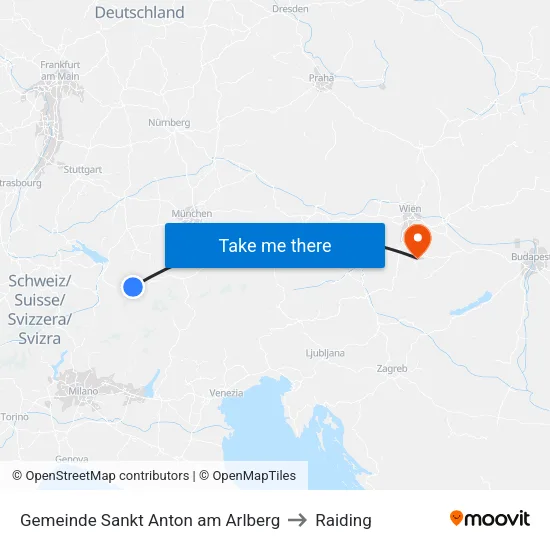 Gemeinde Sankt Anton am Arlberg to Raiding map