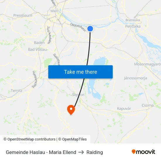 Gemeinde Haslau - Maria Ellend to Raiding map