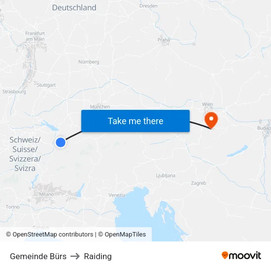 Gemeinde Bürs to Raiding map