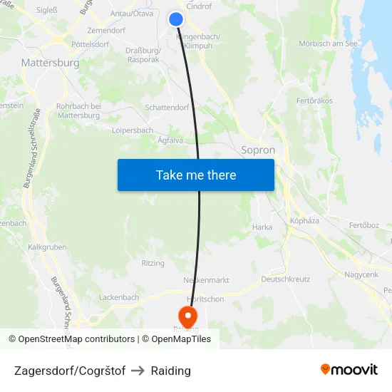 Zagersdorf/Cogrštof to Raiding map