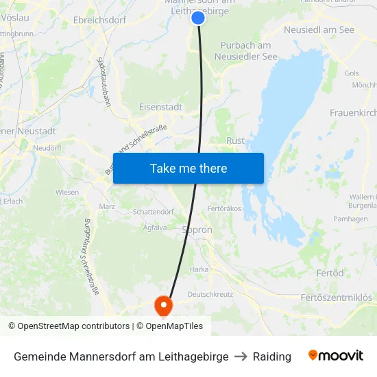 Gemeinde Mannersdorf am Leithagebirge to Raiding map