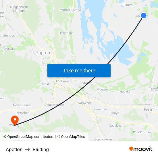 Apetlon to Raiding map