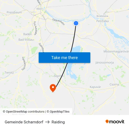 Gemeinde Scharndorf to Raiding map