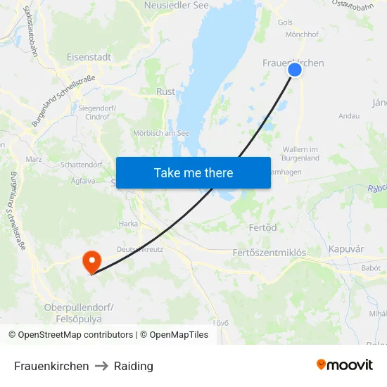 Frauenkirchen to Raiding map