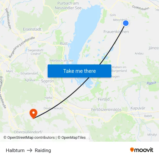 Halbturn to Raiding map