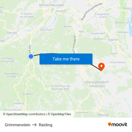 Grimmenstein to Raiding map