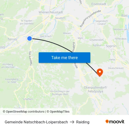 Gemeinde Natschbach-Loipersbach to Raiding map