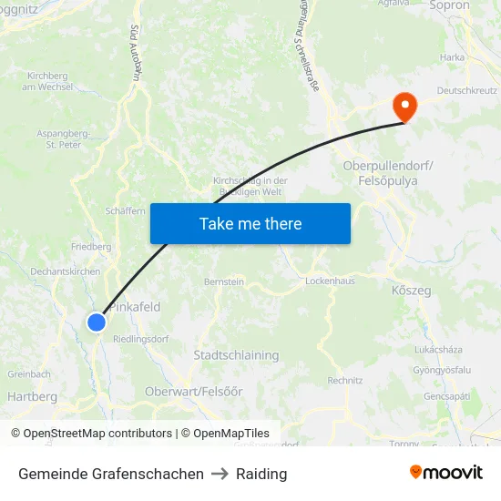 Gemeinde Grafenschachen to Raiding map